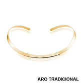 CHOKER/ARO SOLITARIO FOLHEADO A OURO